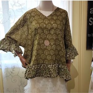Jaded Gypsy Moon Gypsy Top In Chartreuse One Size NEW